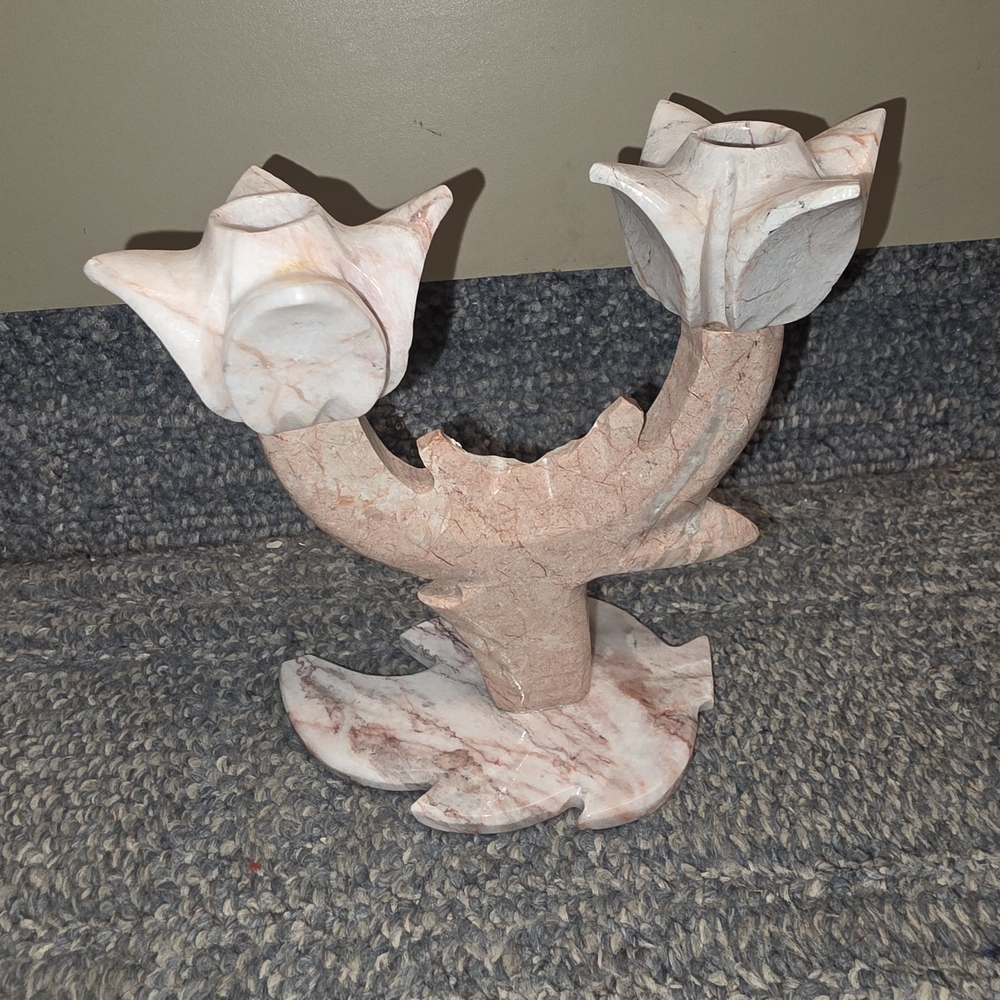 Vintage Teller Onyx Hand Carved Candle Holder